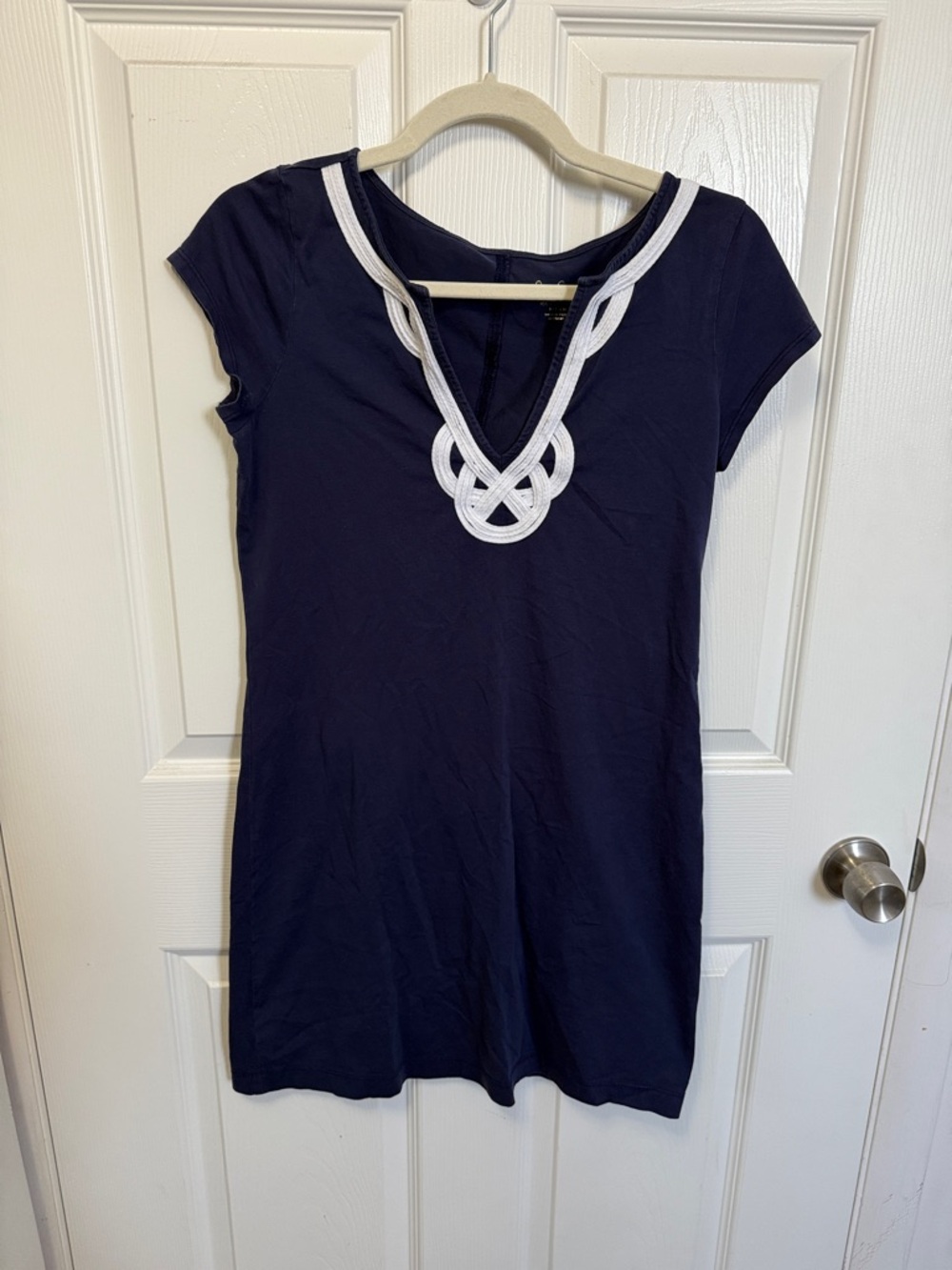 Lilly Pulitzer Navy Brewster Dress with White Braided Neckline